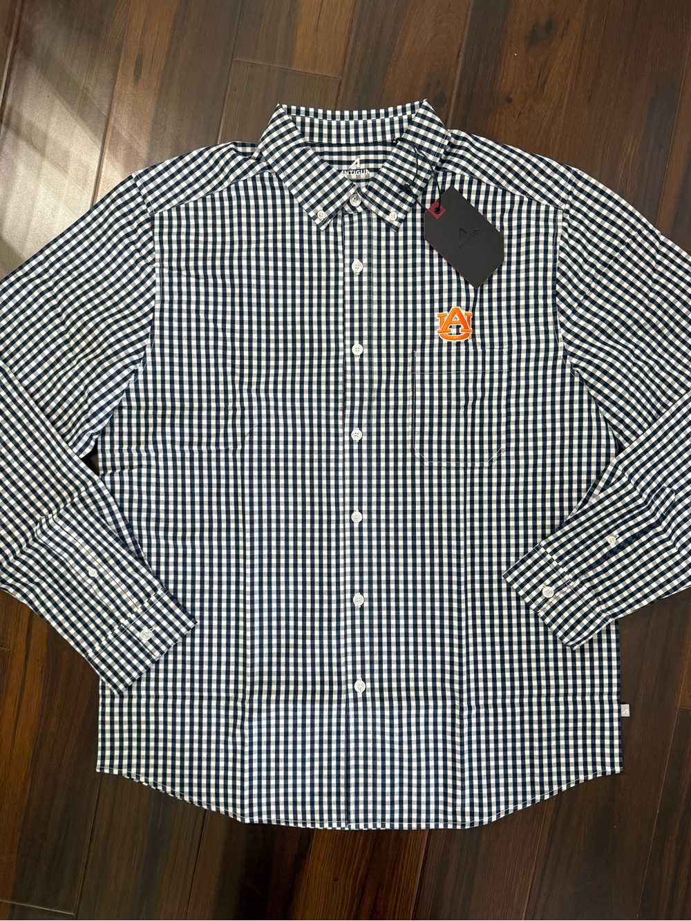 Antigua Auburn University Tigers Gingham Button Down Dress Shirt